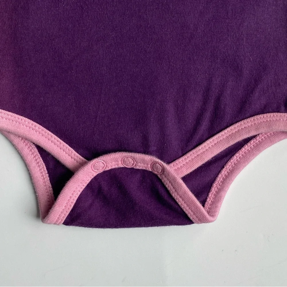 CAT Apparel Caterpillar One Piece Size 6 Months Pink Purple Snap Shirt Romper.